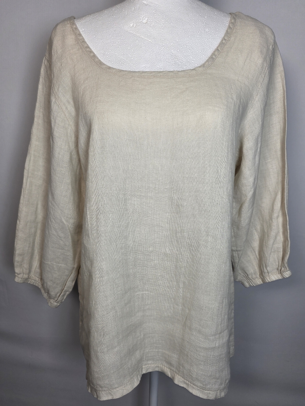Italian Linen Top Cream 100% Linen Made in Italy Relaxed Fit Blouse L